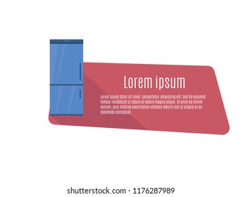 fridge on flat. Flat illustration of a refrigerator on a white background. vector illustration. banner for advertising.