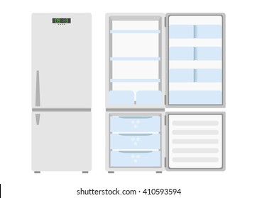 Fridge Open and Closed, Refrigerator with digital display, Freezer with Temperature Sensor