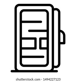 Fridge with open door icon. Outline fridge with open door vector icon for web design isolated on white background