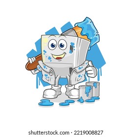 la ilustración del pintor del frigorífico. vector de caracteres