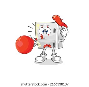 the fridge pantomime blowing balloon. cartoon mascot vector