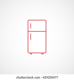 Fridge Red Icon On White Background