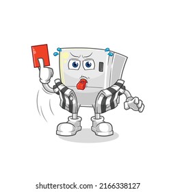 the fridge referee with red card illustration. character vector