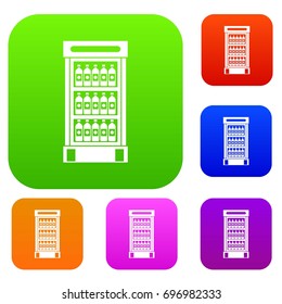 Fridge with refreshments drinks set icon in different colors isolated vector illustration. Premium collection