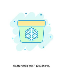 Fridge refrigerator icon in comic style. Freezer container vector cartoon illustration pictogram. Fridge business concept splash effect.