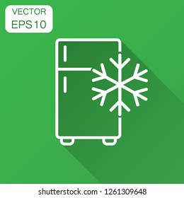 Fridge refrigerator icon in flat style. Freezer container vector illustration with long shadow. Fridge business concept.