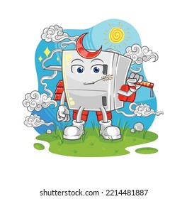 The Fridge Samurai Cartoon. Cartoon Mascot Vector