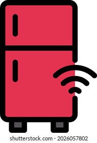 fridge signal vector line colour icon