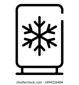 Fridge with snowflake icon. Outline fridge with snowflake vector icon for web design isolated on white background