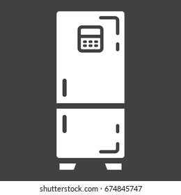 Fridge solid icon, refrigerator and appliance, vector graphics, a glyph pattern on a black background, eps 10.