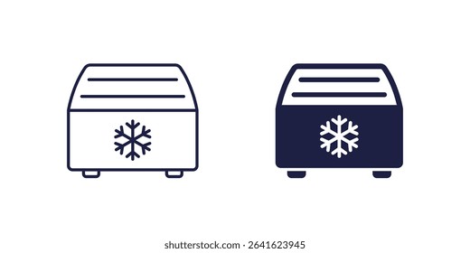 fridge, supermarket freezer or chiller icon in line and solid design