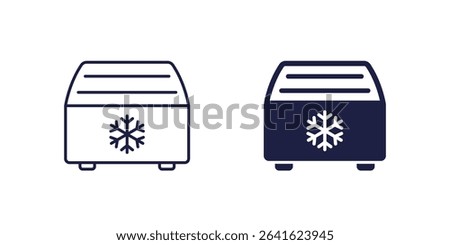 fridge, supermarket freezer or chiller icon in line and solid design