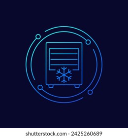 fridge, supermarket freezer icon in linear design