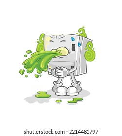 the fridge throw up cartoon. cartoon mascot vector