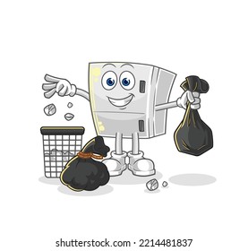 The Fridge Throw Garbage Mascot. Cartoon Vector