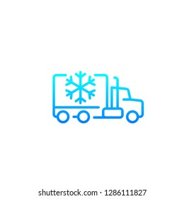 Fridge truck icon, line vector