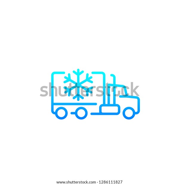 Fridge truck icon, line\
vector