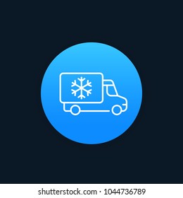 Fridge truck vector linear icon