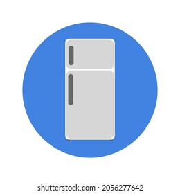 fridge vector in a circle on a white background.
