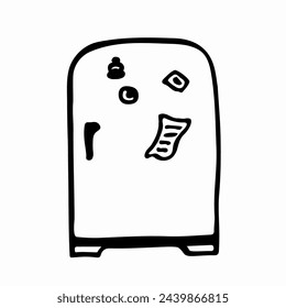Fridge vector icon in doodle style. Symbol in simple design.