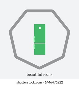 A fridge vector icon, a symbol of a fridge. Refrigeration icon. A sign of a refrigerator.
