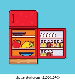 fridge Vector illustration on a transparent background. Premium quality symmbols. Vector line flat icons for concept and graphic design. 