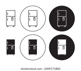 Fridge Vector Illustration Set. Kitchen Food Storage sign suitable for apps and websites UI design style.