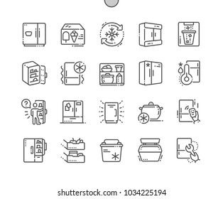 Fridge Well-crafted Pixel Perfect Vector Thin Line Icons 30 2x Grid for Web Graphics and Apps. Simple Minimal Pictogram