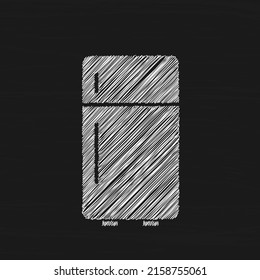 Icono vectorial del esbozo blanco de Fridge. Firma de vector para aplicaciones móviles y sitios web