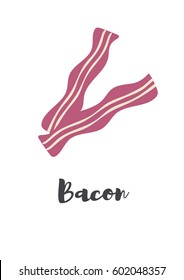 Fried bacon for breakfast - vector, illustration, design, graphic 