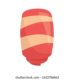 fried bacon flat icon. Vector fried bacon in flat style isolated on white background. Element for web, game and food meat advertising