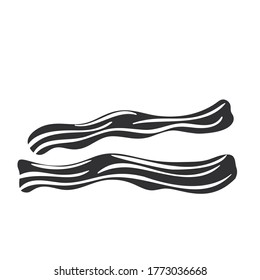Fried bacon glyph icon, keto diet concept. Two slices of pork bacon, meat icon for butcher shop or cafe. Vector illustration.