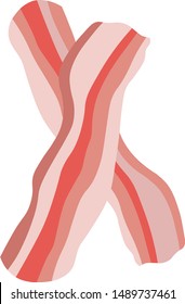 Fried bacon Ingredients for good breakfast  food. Isolated vector flat illustration