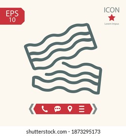 fried bacon line icon, outline vector illustration.
