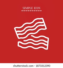 fried bacon line icon, outline vector illustration.