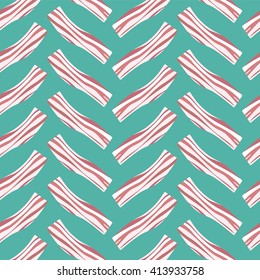 Fried bacon slices. Seamless vector pattern 