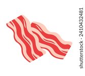 Fried bacon strips. Two strips of fried crispy bacon on white background vector illustration.