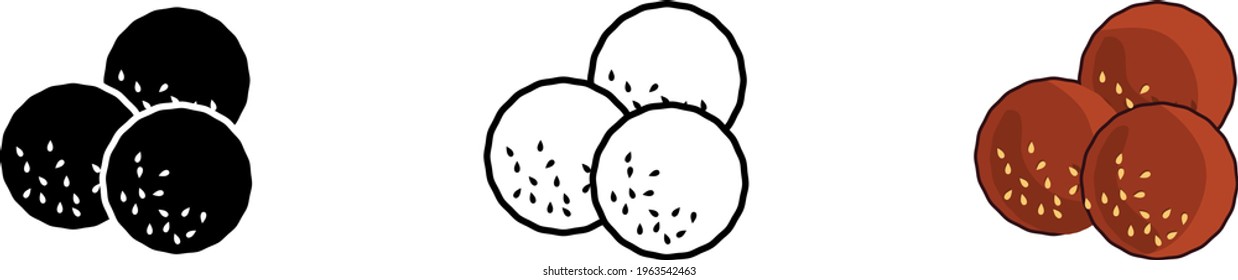 Fried Ball Icon, Falafel Icon , Vector Illustration