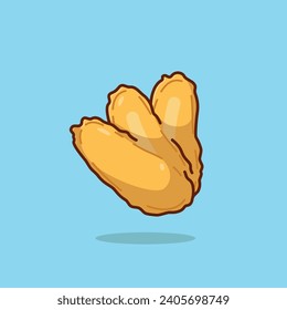 Fried bananas simple cartoon vector illustration asian food concept icon isolated