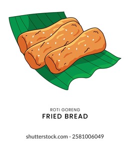 Fried Bread on Cassava Leaf Indonesian Fried Snack