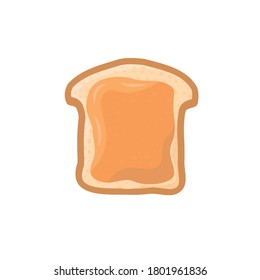 Fried bread, toast with strawberry jam for breakfast. Jelly paste. Vector illustration in flat style eps