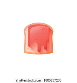 Fried bread, toast with strawberry jam for breakfast. Jelly paste. Vector illustration in flat style