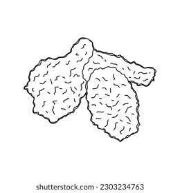Fried breaded chicken. Hand drawn vector illustration.