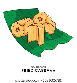 Fried Cassava with Chili on Cassava Leaf Indonesian Fried Snack