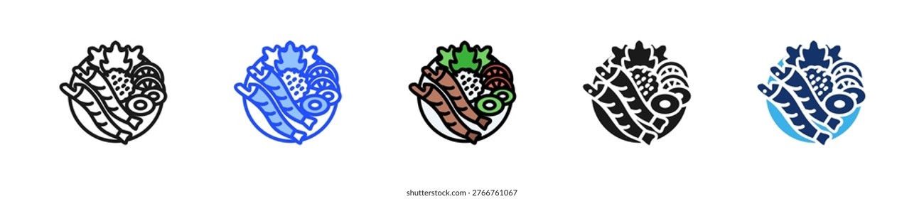 Fried Catfish Icon Collection With Multiple Styles