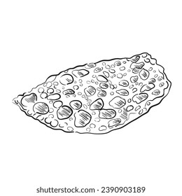 fried cheburek sketch vector illustration. Doodle style isolated on white background. For menu , design, flyer, web, bakery