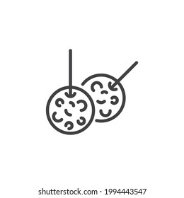 Fried cheese balls line icon. linear style sign for mobile concept and web design. Cheese balls snack outline vector icon. Symbol, logo illustration. Vector graphics