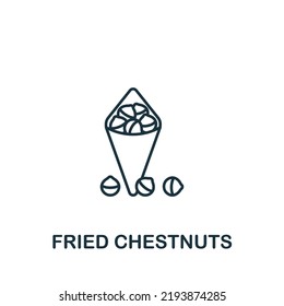 Icono de castañas fritas. Icono de línea simple para plantillas, diseño web e infografías