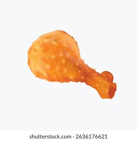 Fried chicken 3D render vector illustration. Barbecue grilled fried poultry, greasy fast food, tasty unhealthy snack with crispy fillet drumsticks. Vector of barbecue cartoon chicken illustration