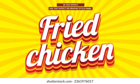 Fried Chicken 3D text effect editable vector typeface 3d logo cartoon template style premium vector